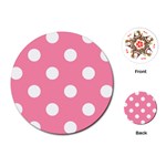 Polka Dots - White on Flamingo Pink Playing Cards (Round)