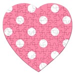 Polka Dots - White on Flamingo Pink Jigsaw Puzzle (Heart)