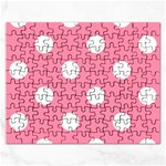 Polka Dots - White on Flamingo Pink Jigsaw Puzzle (Rectangular)