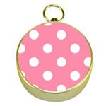 Polka Dots - White on Flamingo Pink Gold Compass
