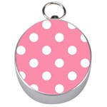 Polka Dots - White on Flamingo Pink Silver Compass
