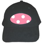 Polka Dots - White on Flamingo Pink Black Cap