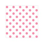 Polka Dots - Flamingo Pink on White Small Satin Scarf  (Square)