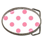 Polka Dots - Flamingo Pink on White Belt Buckle