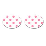 Polka Dots - Flamingo Pink on White Cufflinks (Oval)