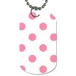 Polka Dots - Flamingo Pink on White Dog Tag (One Side)