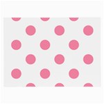 Polka Dots - Flamingo Pink on White Large Glasses Cloth (2 Sides)