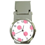 Polka Dots - Flamingo Pink on White Money Clip Watch
