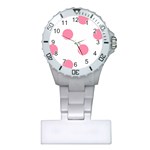 Polka Dots - Flamingo Pink on White Nurses Watch
