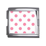 Polka Dots - Flamingo Pink on White Mega Link Italian Charm (18mm)