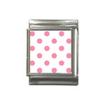 Polka Dots - Flamingo Pink on White Italian Charm (13mm)