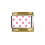 Polka Dots - Flamingo Pink on White Gold Trim Italian Charm (9mm)