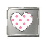 Polka Dots - Flamingo Pink on White Mega Link Heart Italian Charm (18mm)