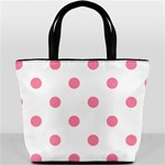 Polka Dots - Flamingo Pink on White Bucket Bag