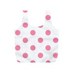 Polka Dots - Flamingo Pink on White Full Print Recycle Bag (S)
