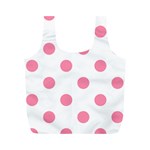 Polka Dots - Flamingo Pink on White Full Print Recycle Bag (M)