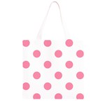 Polka Dots - Flamingo Pink on White Grocery Light Tote Bag
