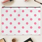 Polka Dots - Flamingo Pink on White Cosmetic Bag (XXXL)