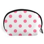 Polka Dots - Flamingo Pink on White Accessory Pouch (Large)