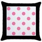 Polka Dots - Flamingo Pink on White Throw Pillow Case (Black)