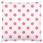Polka Dots - Flamingo Pink on White Large Cushion Case (Two Sides)