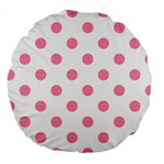 Polka Dots - Flamingo Pink on White Large 18  Premium Round Cushion