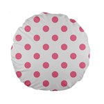 Polka Dots - Flamingo Pink on White Standard 15  Premium Round Cushion