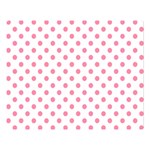 Polka Dots - Flamingo Pink on White Double Sided Flano Blanket (Large)