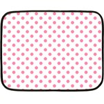 Polka Dots - Flamingo Pink on White Double Sided Fleece Blanket (Mini)