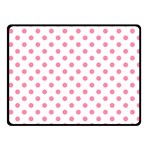 Polka Dots - Flamingo Pink on White Fleece Blanket (Small) (One Side)