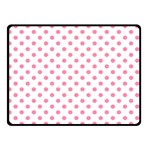 Polka Dots - Flamingo Pink on White Double Sided Fleece Blanket (Small) (Two Sides)