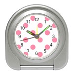 Polka Dots - Flamingo Pink on White Desk Alarm Clock