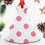 Polka Dots - Flamingo Pink on White Ornament (Christmas Tree)