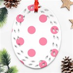 Polka Dots - Flamingo Pink on White Ornament (Bell) Ornament (Oval Filigree)