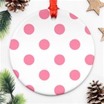 Polka Dots - Flamingo Pink on White Ornament (Round)