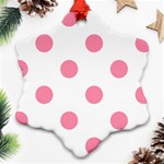 Polka Dots - Flamingo Pink on White Ornament (Snowflake)