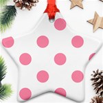 Polka Dots - Flamingo Pink on White Ornament (Star)