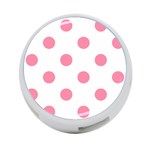 Polka Dots - Flamingo Pink on White 4-Port USB Hub (Two Sides)