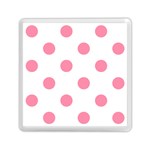 Polka Dots - Flamingo Pink on White Memory Card Reader with Storage (Square)