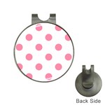 Polka Dots - Flamingo Pink on White Golf Ball Marker Hat Clip