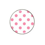 Polka Dots - Flamingo Pink on White Hat Clip Ball Marker (10 pack)