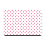 Polka Dots - Flamingo Pink on White Small Doormat