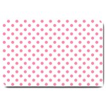 Polka Dots - Flamingo Pink on White Large Doormat