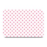 Polka Dots - Flamingo Pink on White Plate Mat