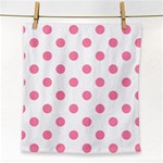 Polka Dots - Flamingo Pink on White Face Towel