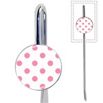 Polka Dots - Flamingo Pink on White Book Mark