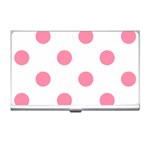 Polka Dots - Flamingo Pink on White Business Card Holder