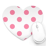 Polka Dots - Flamingo Pink on White Heart Mousepad