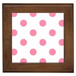 Polka Dots - Flamingo Pink on White Framed Tile
