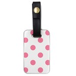 Polka Dots - Flamingo Pink on White Luggage Tag (One Side)